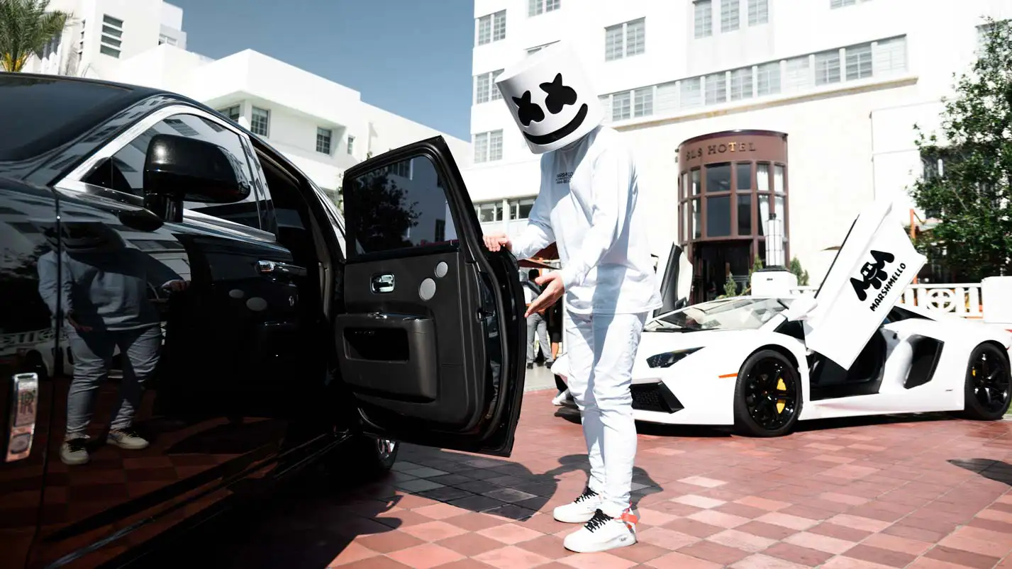marshmello rolls royce phantom rental and lamborghini aventador rental mph club exotic car rentals