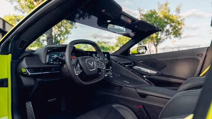 Chevrolet Corvette C8 Stingray rental dashboard view mph club