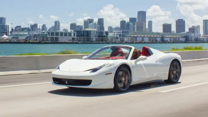 Ferrari 458 Spider rental driving view mph club