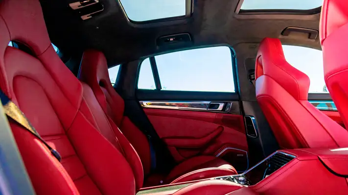Grey Porsche Panamera GTS rental Miami interior view mph club
