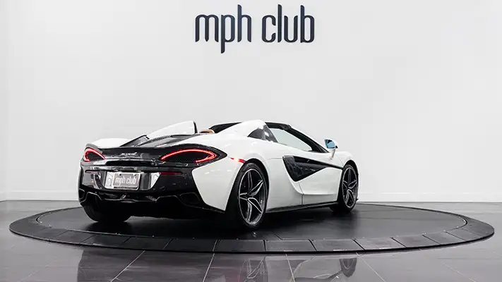 McLaren 570s Spider rental Miami rear view mph club