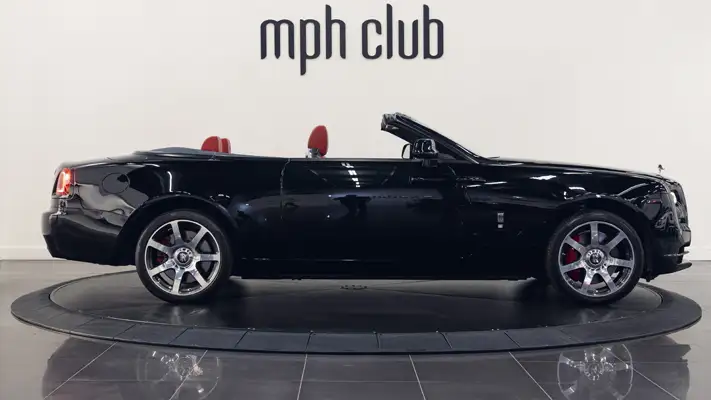Black Rolls Royce Dawn rental side view turntable mph club