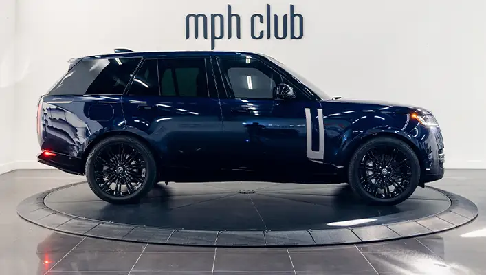 Blue Range Rover rental Miami side view mph club