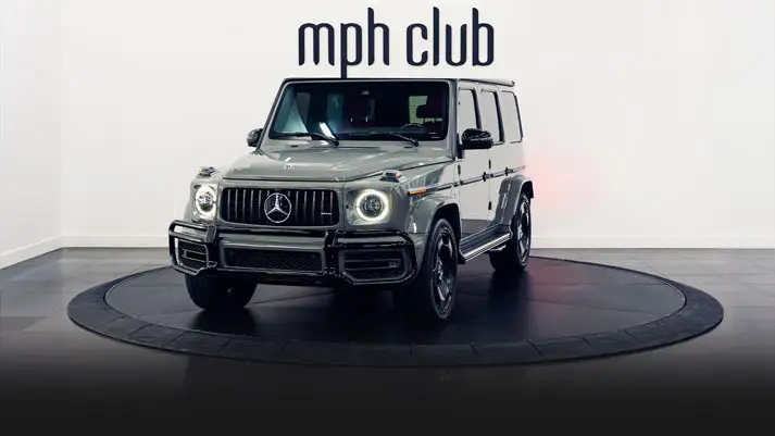 Gray Mercedes Benz G63 AMG G Wagon rental profile view rszd - mph club